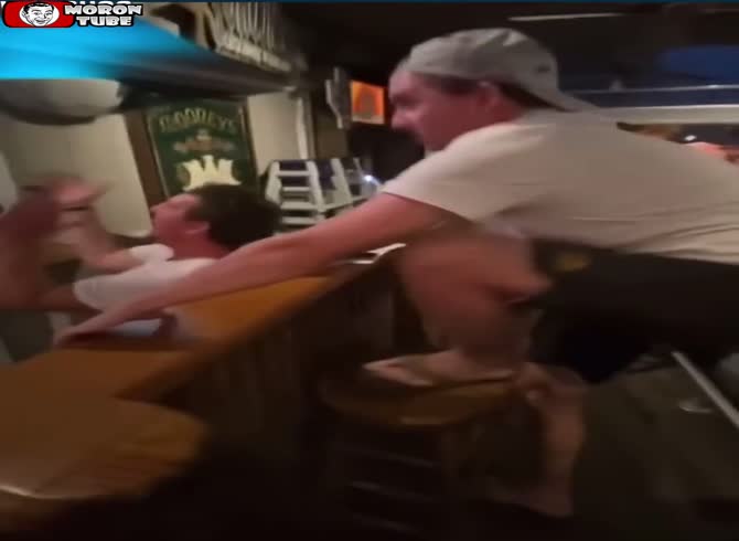 Video :It backfires as he tries to tear the TV out of a bar!